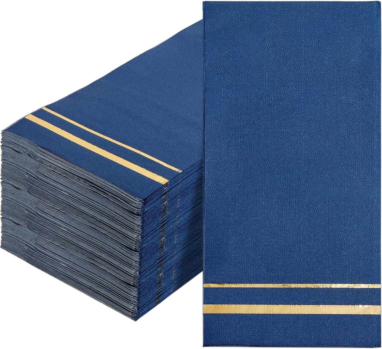 100-Pack 3-Ply Blue Disposable Paper Napkins, Soft & Absorbent for Parties & Weddings